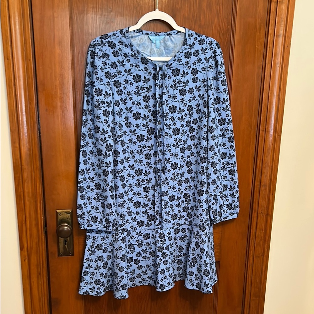 Draper James Blue and Black Floral Dress